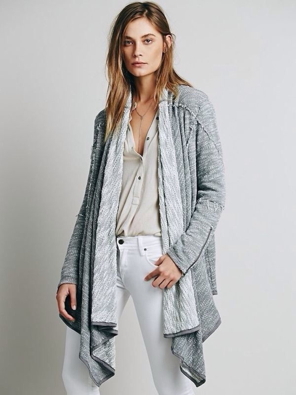 Free People Women’s In The Loop Asymmetrical Open Front Cardigan. Size Small.